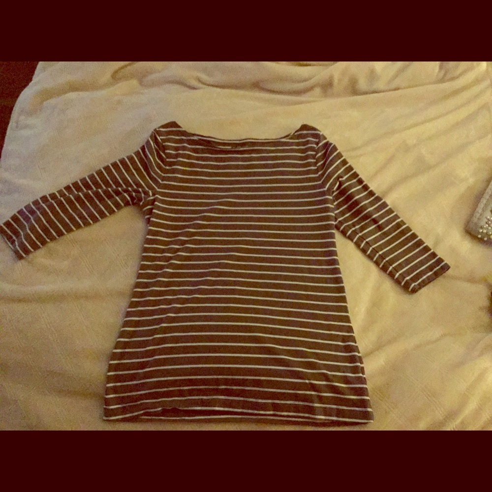 H&M 3/4 sleeve striped boat neck top